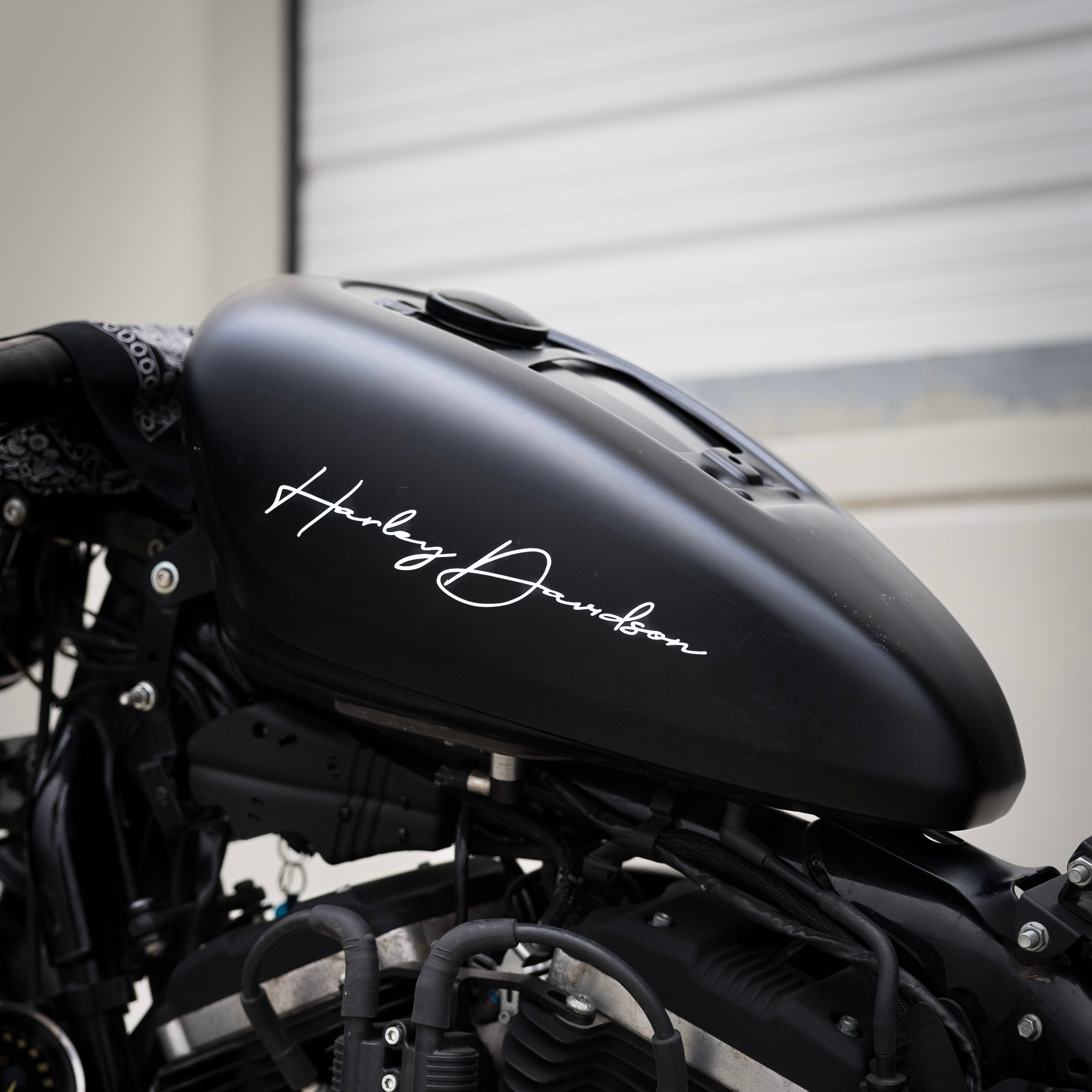 Harley Davidson Hand script Vinyl Decal – White