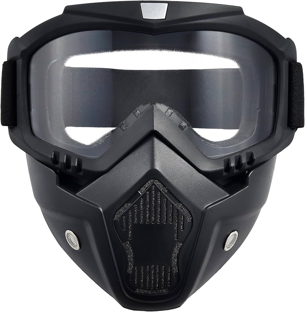 Stealth Rider Tactical Mask & Clear Goggles – Matte Black Edition