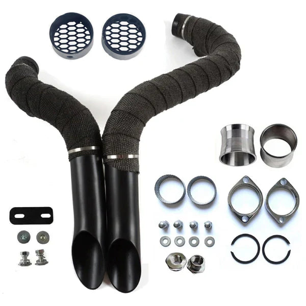 Sportster Shorty Shotgun Exhaust System | Wrapped Bobber Style Pipes | 2004–2022 Harley Sportster