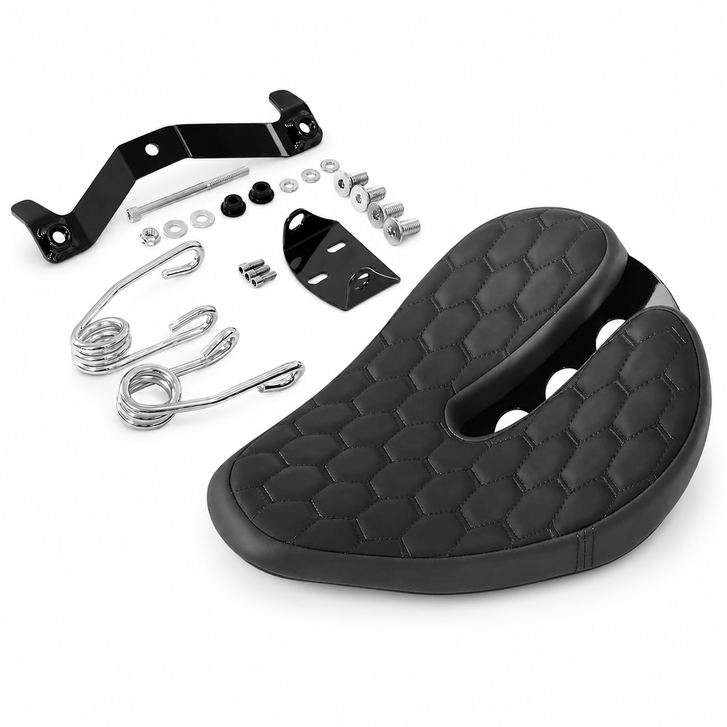 Black Diamond-Stitch Solo Bobber Seat with Springs