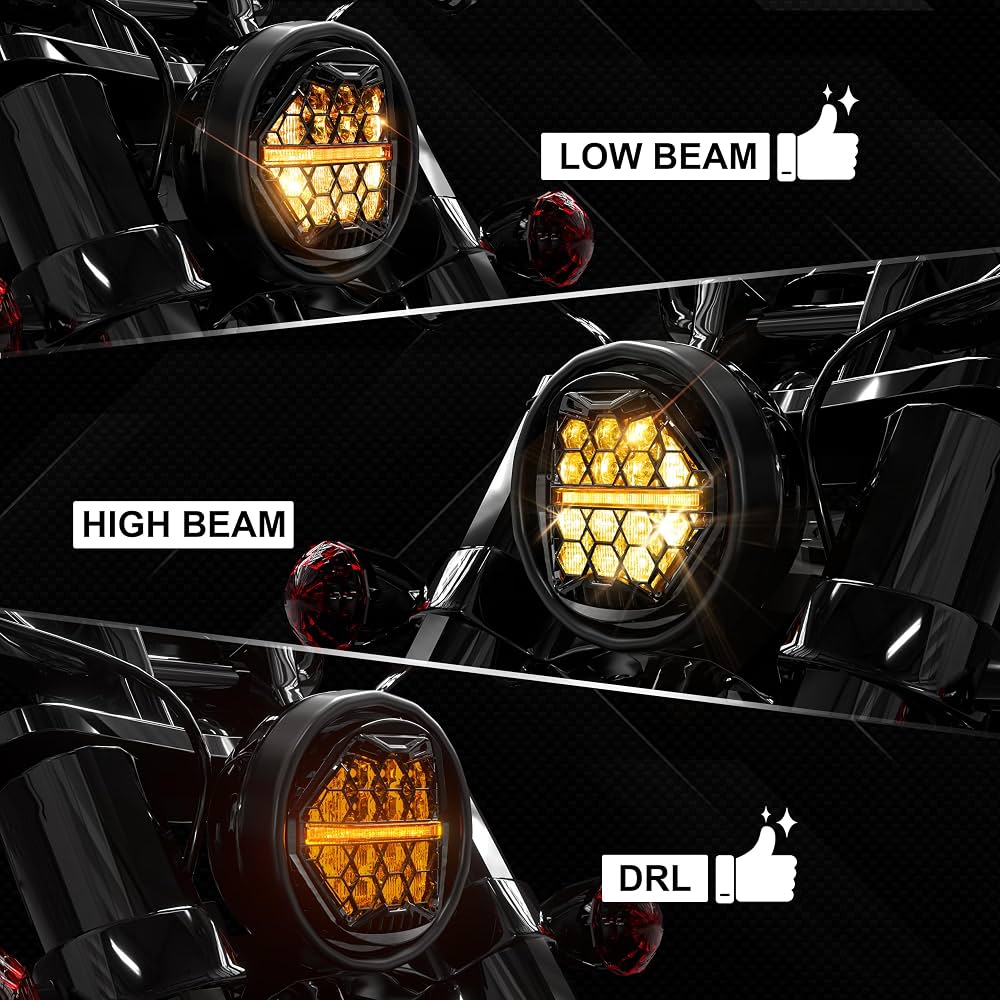 Nandez Amber LED Honeycomb Headlight for Harley-Davidson Sportster
